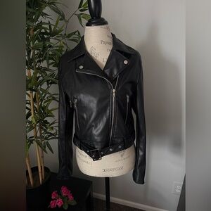 Faux leather jacket size large black Fashion Nova